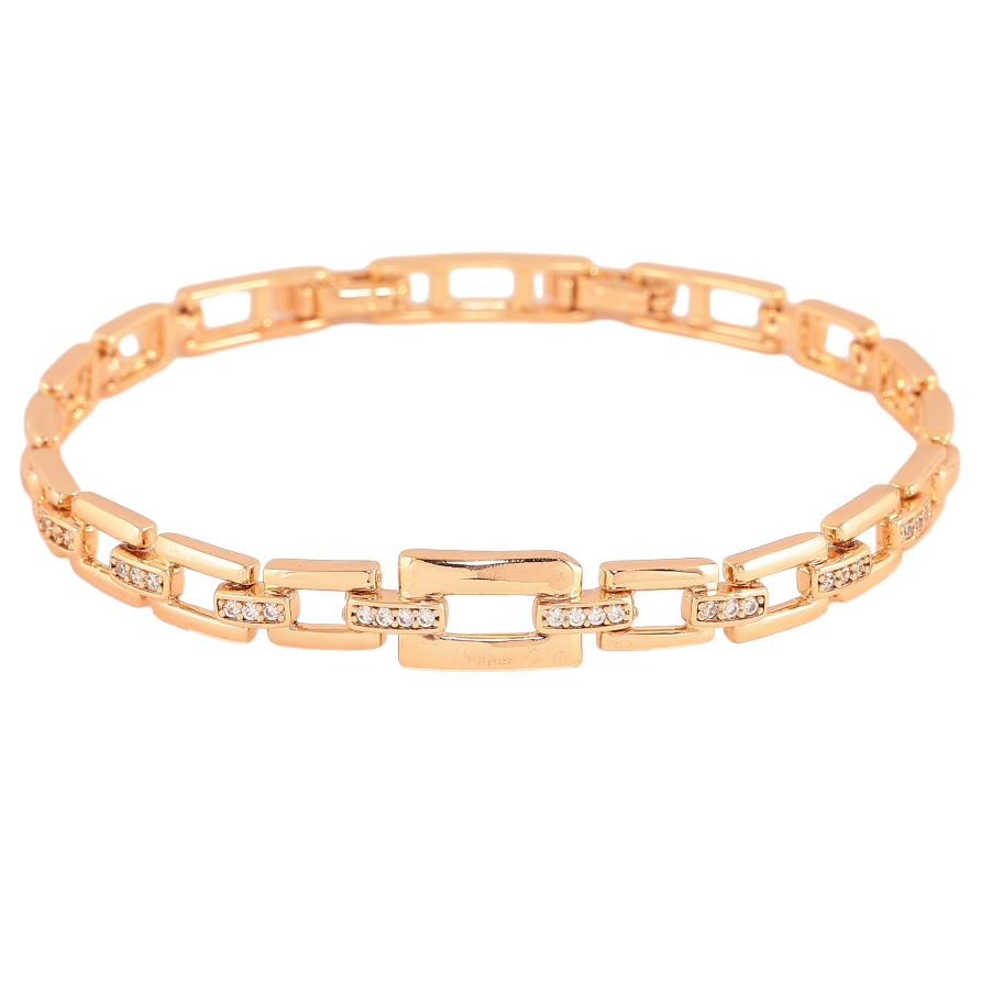 Браслет Xuping колір Позолота 18K "Візерунок з кристалами" розмір з дод. замком 17,19см х 5-8мм фото №1