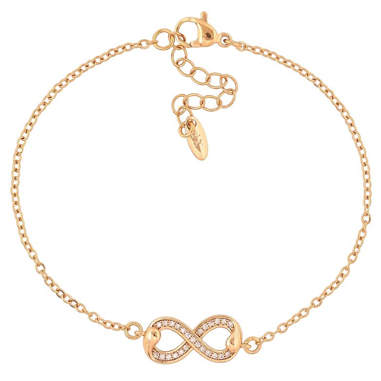 Браслет Xuping цвет Позолота 18K "Цепочка с вставкой знак бесконечности" размер с доп. цепочкой 18.5-22см х 1.5-8мм фото №1
