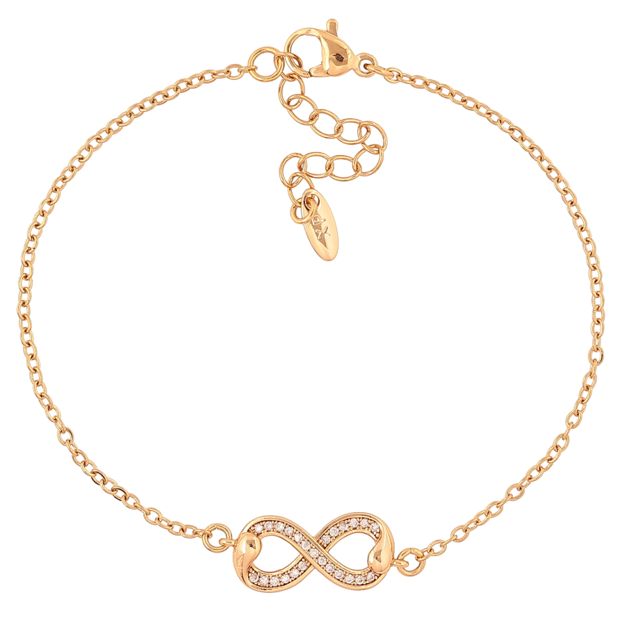 Браслет Xuping колір Позолота 18K "Ланцюжок із вставкою знак нескінченності" розмір з дод. ланцюжком 18.5-22см х 1.5-8мм фото №1