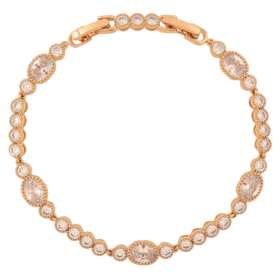 Браслет Xuping цвет Позолота 18K "Дорожка  кристаллов" размер с доп. замком 17.5,19.5см х 4-6мм фото №1