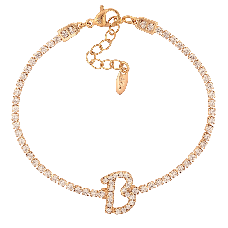 Браслет Xuping колір Позолота 18K "Кристальна доріжка з літерою B" розмір з дод. ланцюжком 17-20.5см х 2-13мм фото №1