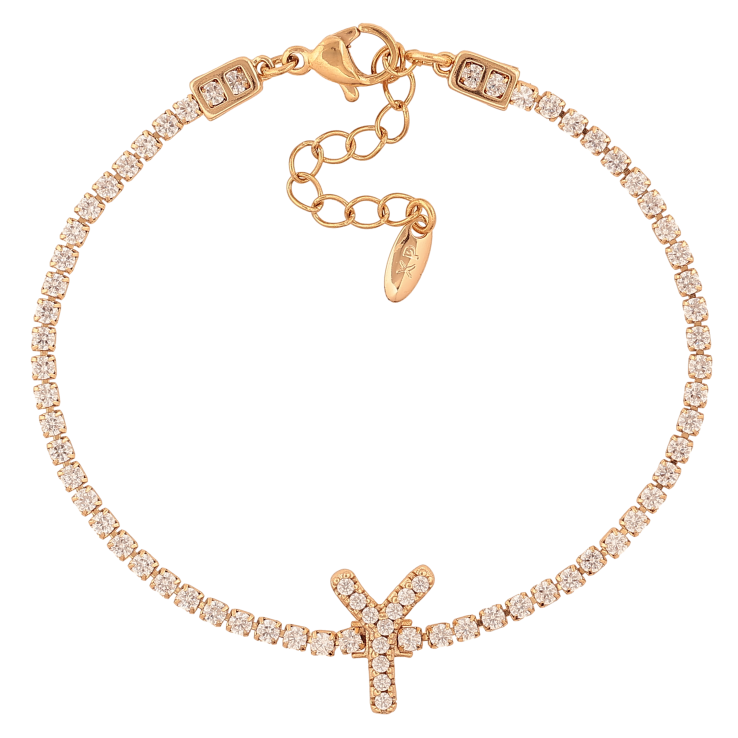 Браслет Xuping колір Позолота 18K "Кристальна доріжка з літерою Y" розмір з дод. ланцюжком 17-20.5см х 2-13мм фото №21