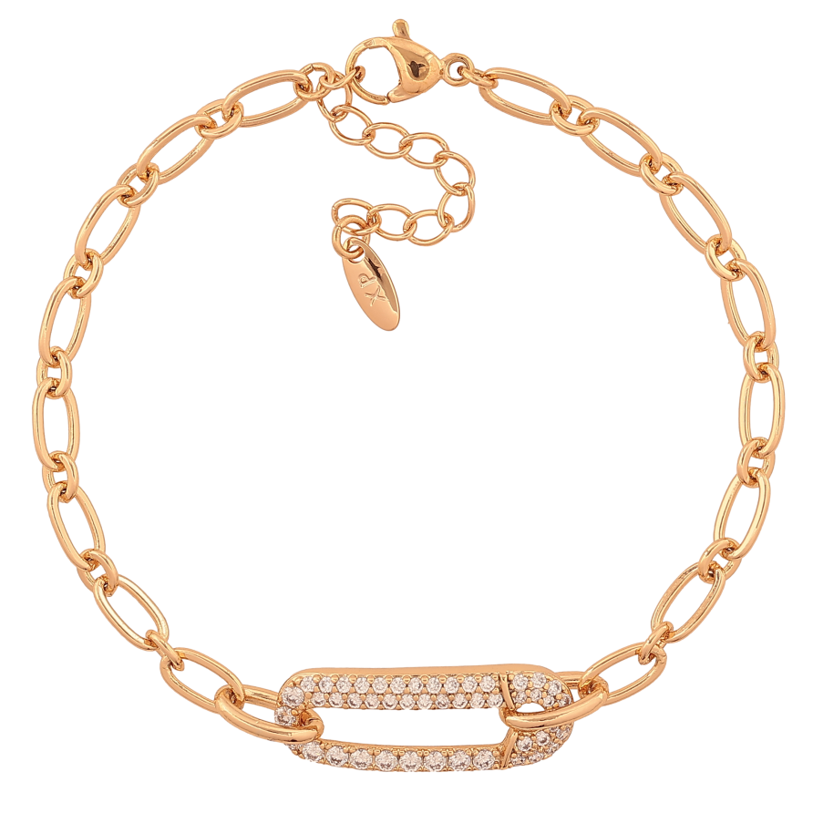 Браслет Xuping колір Позолота 18K "Ланцюжок зі вставкою шпилька" розмір з дод. ланцюжком 17-20.5см х 4-8мм фото №1