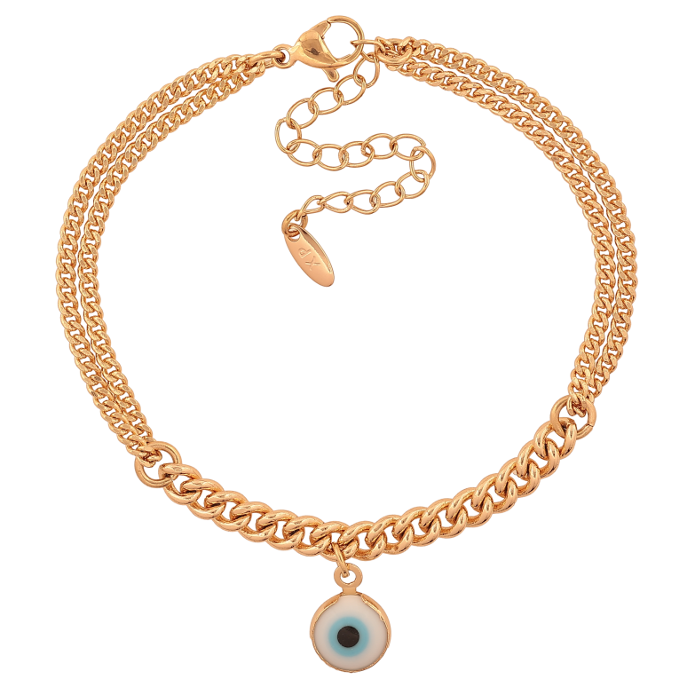 Браслет Xuping цвет Позолота 18K "Цепочки с подвеской оберегом "Глаз Фатимы" размер с доп. цепочкой 17.5-22.5см х 2-4мм фото №1