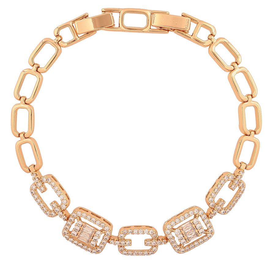 Браслет Xuping колір Позолота 18K "Візерунок з кристалами" розмір з дод. замком 17, 19см х 6-10мм фото №1