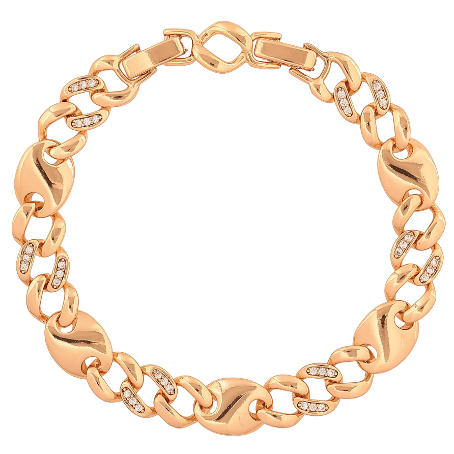 Браслет Xuping колір Позолота 18K "Візерунок з кристалами" розмір з дод. замком 17.5, 19.5см х 8-9мм фото №1