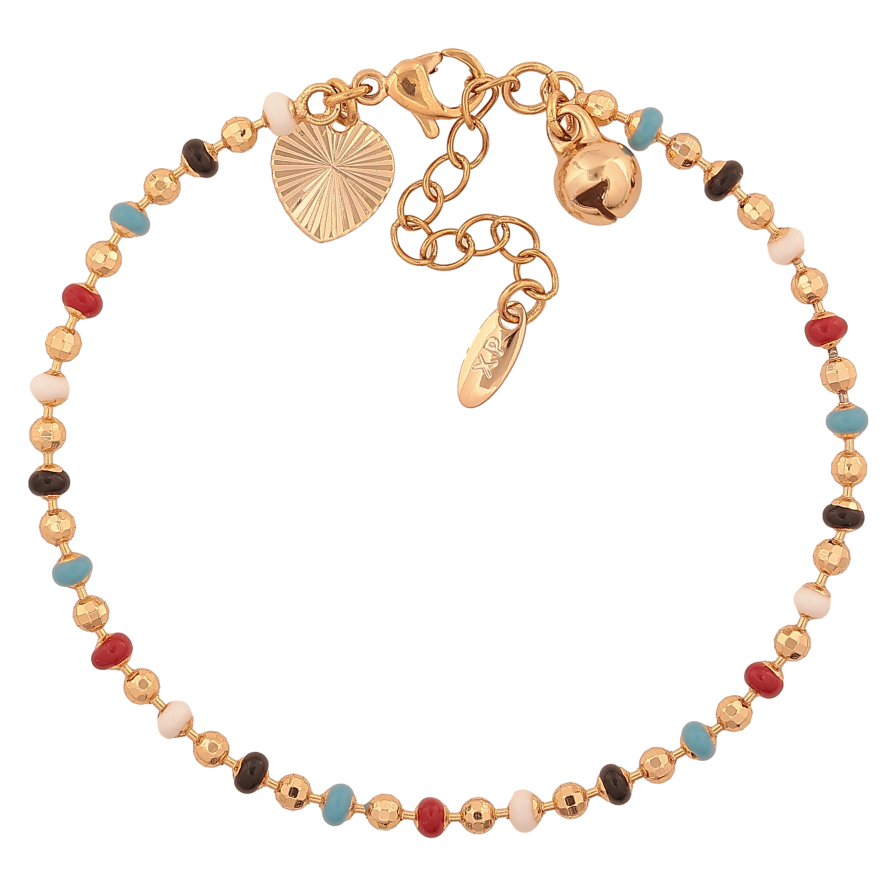 Браслет Xuping колір Позолота 18K "Ланцюжок Перлина з різнобарвною емаллю" розмір з дод. ланцюжком 17-20см х 3мм фото №1