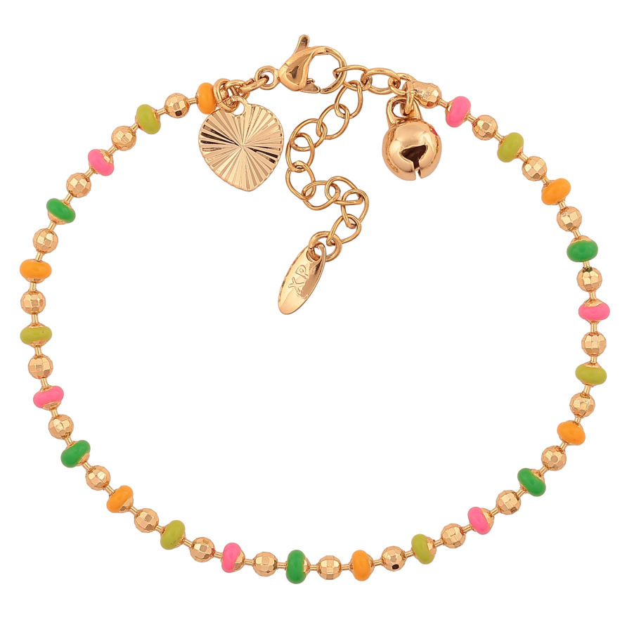 Браслет Xuping колір Позолота 18K "Ланцюжок Перлина з різнокольоровою емаллю" розмір з дод. ланцюжком 17-20см х 3мм фото №1