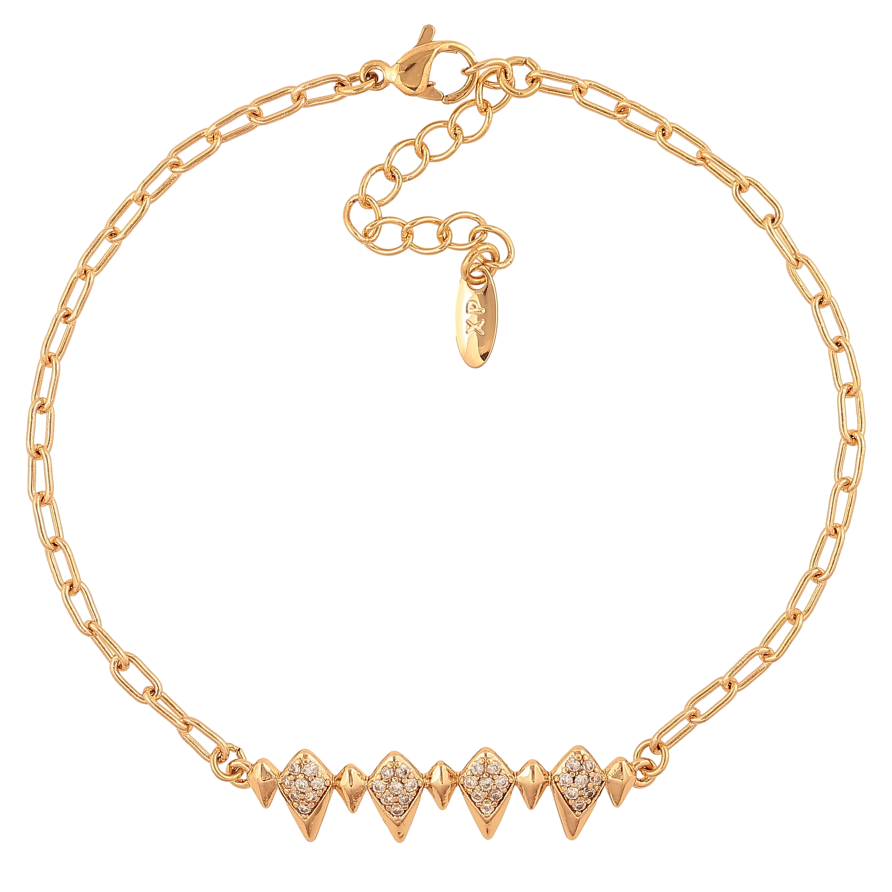 Браслет Xuping колір Позолота 18K "Ланцюжок декоративною вставкою" розмір з дод. ланцюжком 19-22см х 3-8мм фото №1