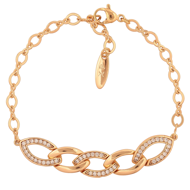 Браслет Xuping колір Позолота 18K "Ланцюжок з декоративною вставкою" розмір 19см х 3-9мм фото №6