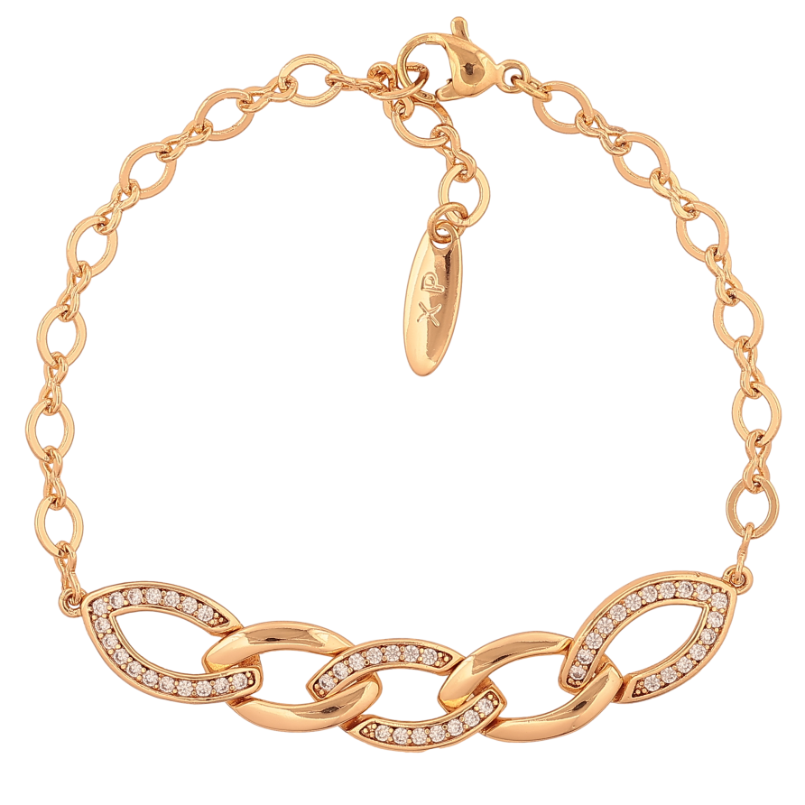 Браслет Xuping колір Позолота 18K "Ланцюжок з декоративною вставкою" розмір 19см х 3-9мм фото №1