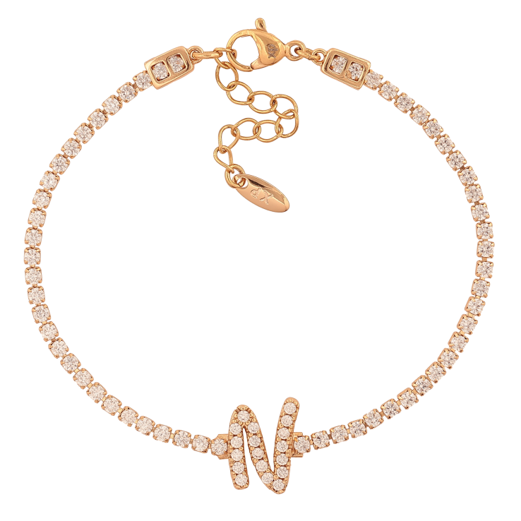 Браслет Xuping колір Позолота 18K "Доріжка кристалів з літерою N" розмір з дод. ланцюжком 17-20см х 2-12мм фото №18