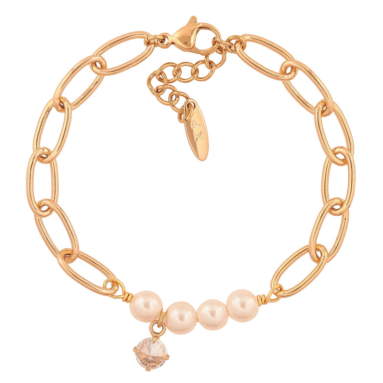 Браслет Xuping колір Позолота 18K "Ланцюжок з перлинними намистами" розмір з дод. ланцюжком 18-20.5см х 6-7мм фото №3