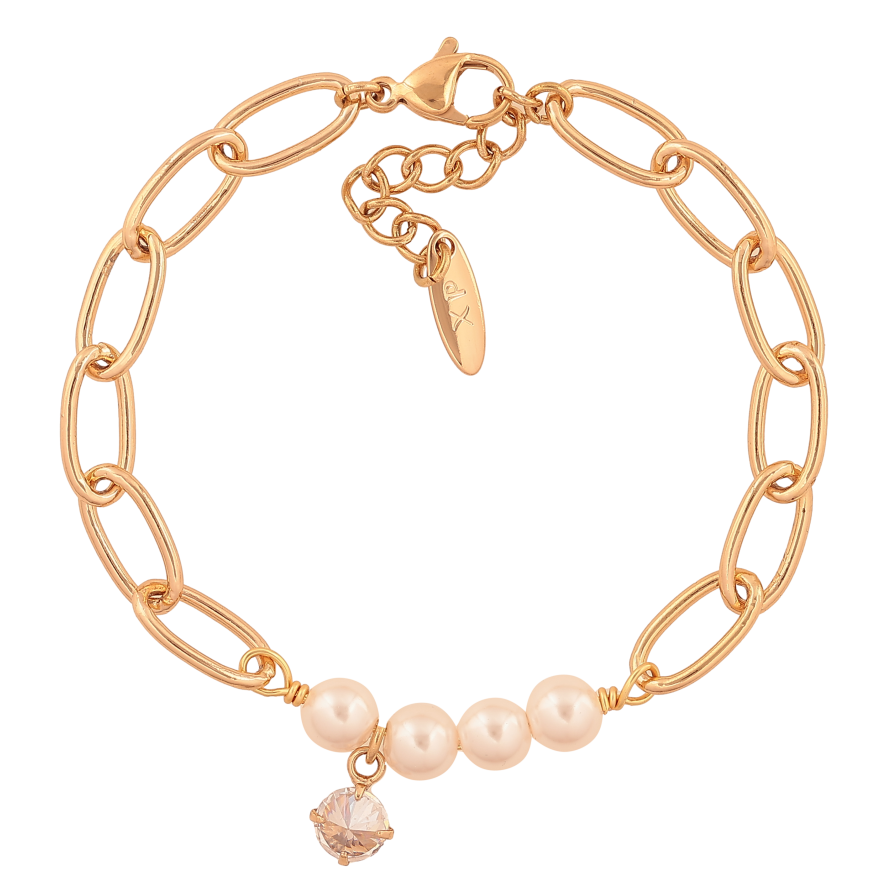 Браслет Xuping колір Позолота 18K "Ланцюжок з перлинними намистами" розмір з дод. ланцюжком 18-20.5см х 6-7мм фото №1