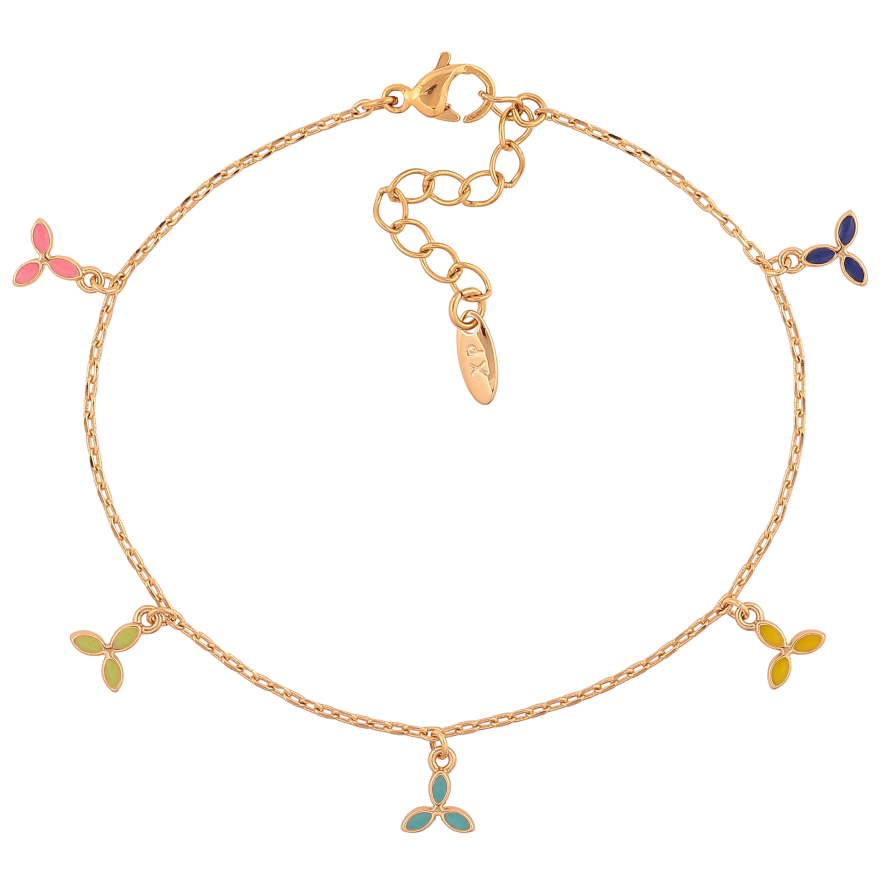 Браслет Xuping колір Позолота 18K "Ланцюжок з різнокольоровими підвісками" розмір з дод. ланцюжком 17-20.5см х 1мм фото №1