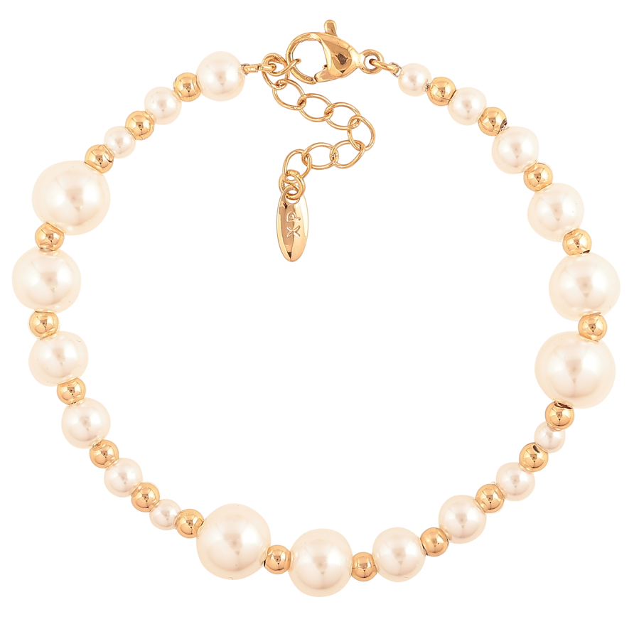 Браслет Xuping колір Позолота 18K "Перлинні та золотисті намистини" розмір з дод. ланцюжком 17-20см х 3-7мм фото №1 Браслет Xuping колір Позолота 18K "Перлинні та золотисті намистини" розмір з дод. ланцюжком 17-20см х 3-7мм фото №1