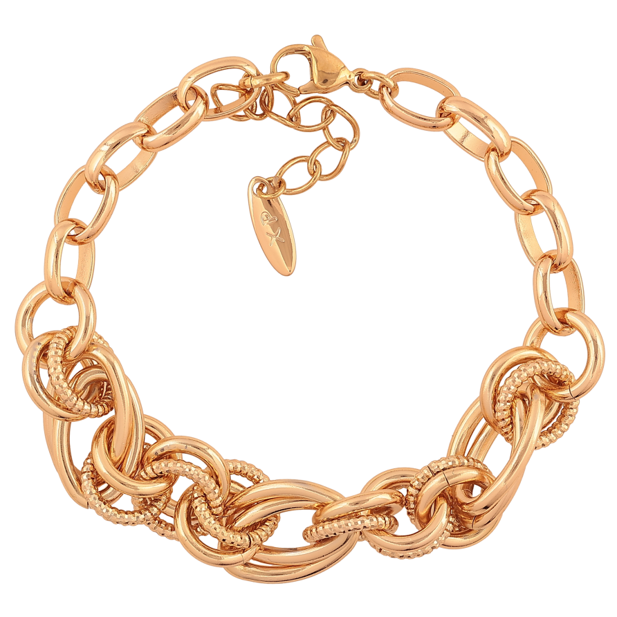 Браслет Xuping колір Позолота 18K "Ланцюжок комбінований" розмір з доп. ланцюжком 19-22см х 7-12мм фото №1