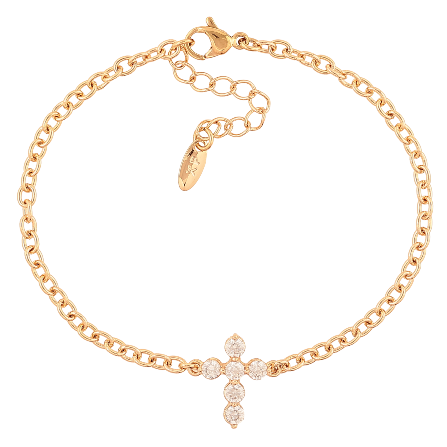 Браслет Xuping колір Позолота 18K "Ланцюжок з кристальним хрестиком" розмір з доп. ланцюжком 17-20см х 3-13мм фото №1