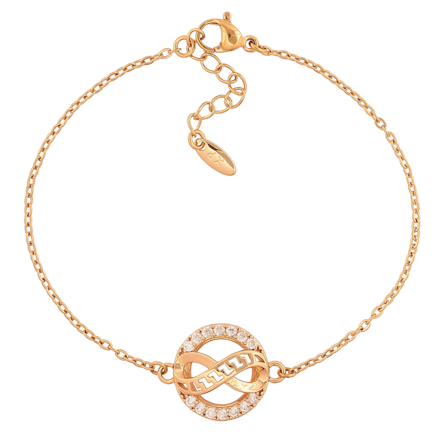 Браслет Xuping колір Позолота 18K "Ланцюжок із вставкою знак нескінченності" розмір з дод. ланцюжком 18-20.5см х 1.5-15мм фото №1