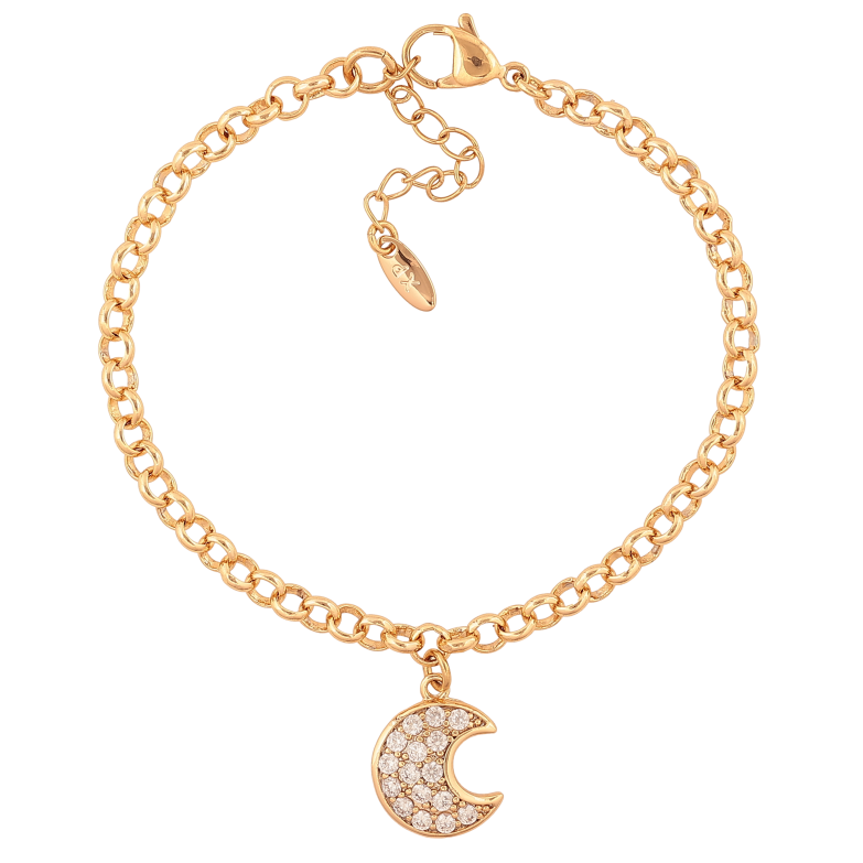 Браслет Xuping колір Позолота 18K "Ланцюжок з підвіскою півмісяць" розмір з дод. ланцюжком 17-20см х 4мм фото №1