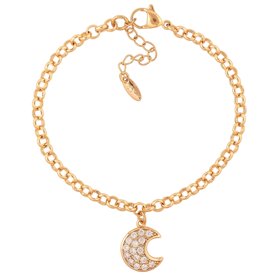Браслет Xuping колір Позолота 18K "Ланцюжок з підвіскою півмісяць" розмір з дод. ланцюжком 17-20см х 4мм фото №1