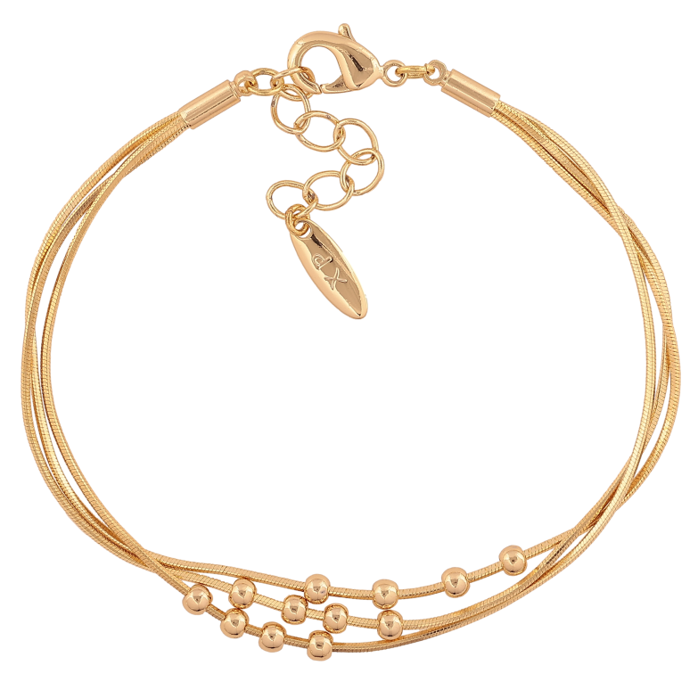 Браслет Xuping цвет Позолота 14K "Три цепочки с бусинами" размер с доп. цепочкой 18.5-21.5см х 1-3мм фото №3 Браслет Xuping цвет Позолота 14K "Три цепочки с бусинами" размер с доп. цепочкой 18.5-21.5см х 1-3мм фото №3