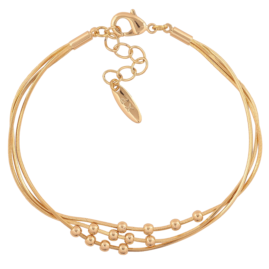 Браслет Xuping колір Позолота 14K "Три ланцюжки з намистинами" розмір з дод. ланцюжком 18.5-21.5см х 1-3мм фото №1 Браслет Xuping колір Позолота 14K "Три ланцюжки з намистинами" розмір з дод. ланцюжком 18.5-21.5см х 1-3мм фото №1