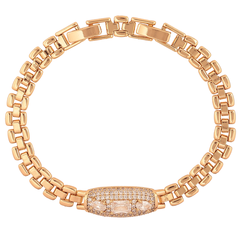 Браслет Xuping колір Позолота 18K "Візерунок з кристалами" розмір з дод. замком 17, 19см х 6-10мм фото №1