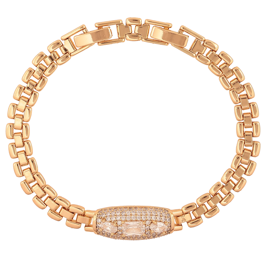 Браслет Xuping колір Позолота 18K "Візерунок з кристалами" розмір з дод. замком 17, 19см х 6-10мм фото №1