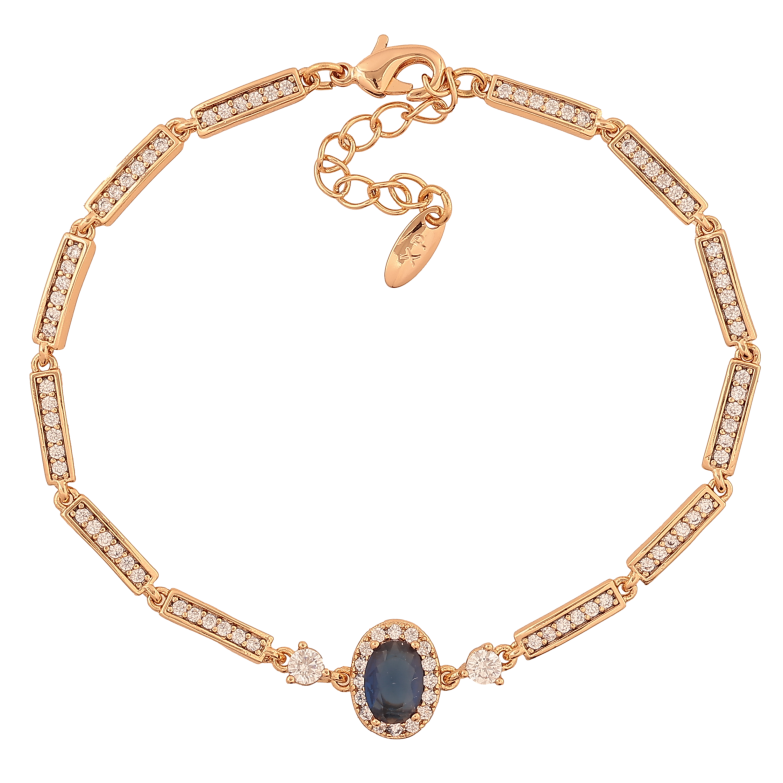 Браслет Xuping колір Позолота 18K "Візерунок з синім кристалом" розмір з дод. ланцюжком 18-21см х 3-10мм фото №1