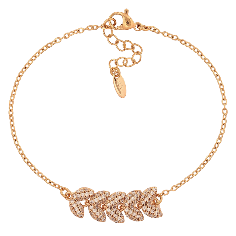 Браслет Xuping цвет Позолота 18K "Цепочка с вставкой веточка" размер с доп. цепочкой 19-21.5см х 1.5-9мм фото №1