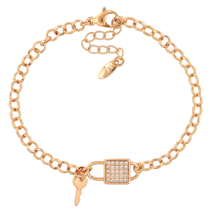 Браслет Xuping колір Позолота 18K "Ланцюжок із вставкою замочок і ключик" розмір з дод. ланцюжком 17-20см х 4-8мм фото №14