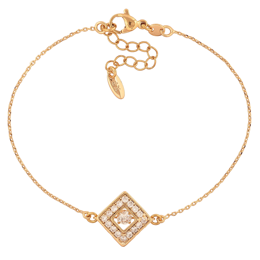 Браслет Xuping колір Позолота 18K "Ромбова вставка з "Танцюючиим кристалом" розмір з доп. ланцюжком 19-22см х 1-10мм фото №1