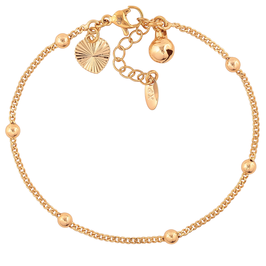 Браслет Xuping колір Позолота 18K "Ланцюжок Панцирний з намистинами" розмір з доп. ланцюжком 18-21см х 2-4мм фото №1