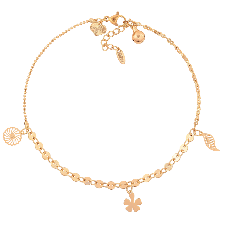 Браслет Xuping колір Позолота 18K на ногу "Ланцюжок з підвісками" розмір з дод. ланцюжком 24-27см х 1-4мм фото №1