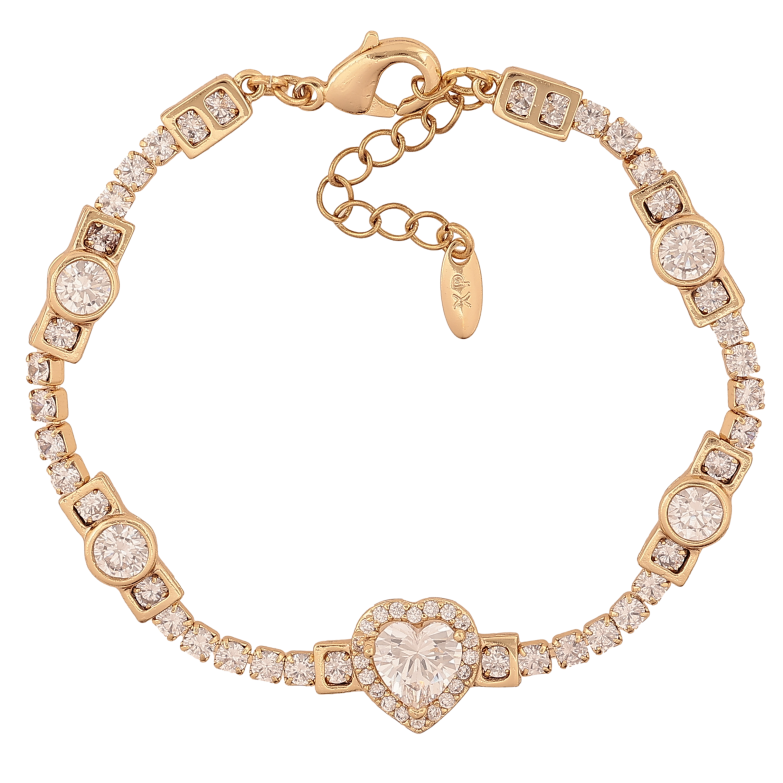 Браслет Xuping цвет Позолота 14K "Дорожка кристаллов с сердечком" размер с доп. цепочкой 16.5-19.5см х 3-11мм фото №4