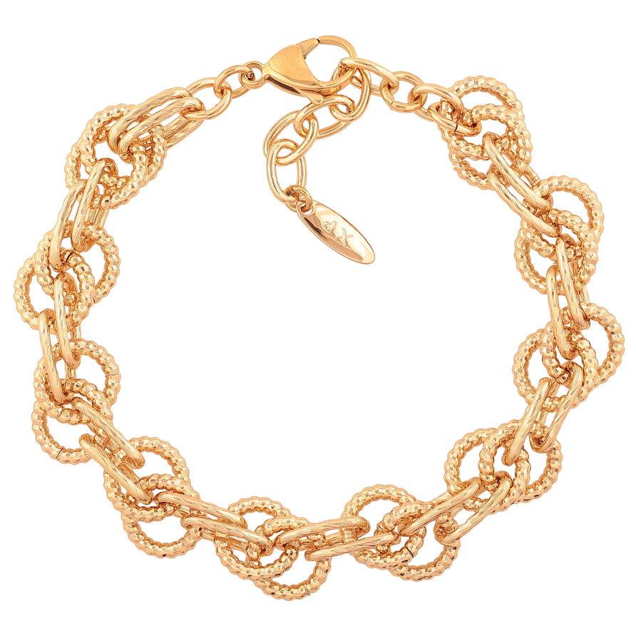 Браслет Xuping колір Позолота 18K "Ланцюжок Фантазиний" розмір з дод. ланцюжком 19.5-22.5см х 3-12мм фото №1