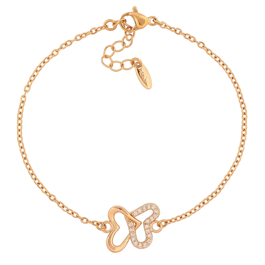 Браслет Xuping цвет Позолота 18K "Цепочка с вставкой сердечки" размер с доп. цепочкой 18-21см х 1.5-13мм фото №1