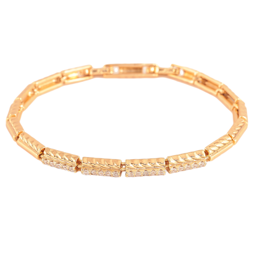 Браслет Xuping колір Позолота 18K "Візерунок з кристалами" розмір з дод. замком 17,19см х 4мм фото №1 Браслет Xuping колір Позолота 18K "Візерунок з кристалами" розмір з дод. замком 17,19см х 4мм фото №1