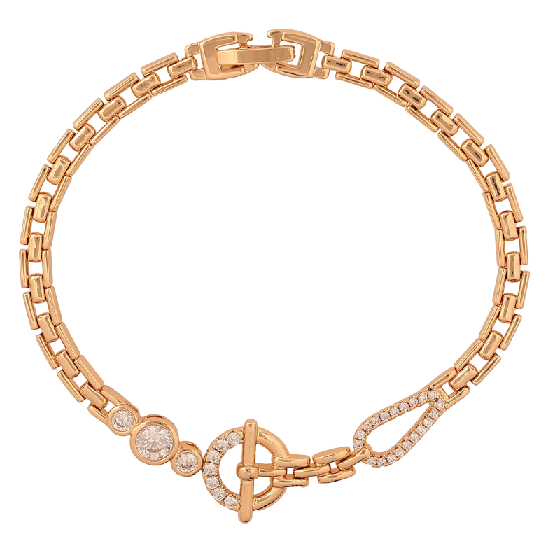 Браслет Xuping цвет Позолота 18K "Декоративный узор с кристаллами" размер 19см х 4-14мм фото №1