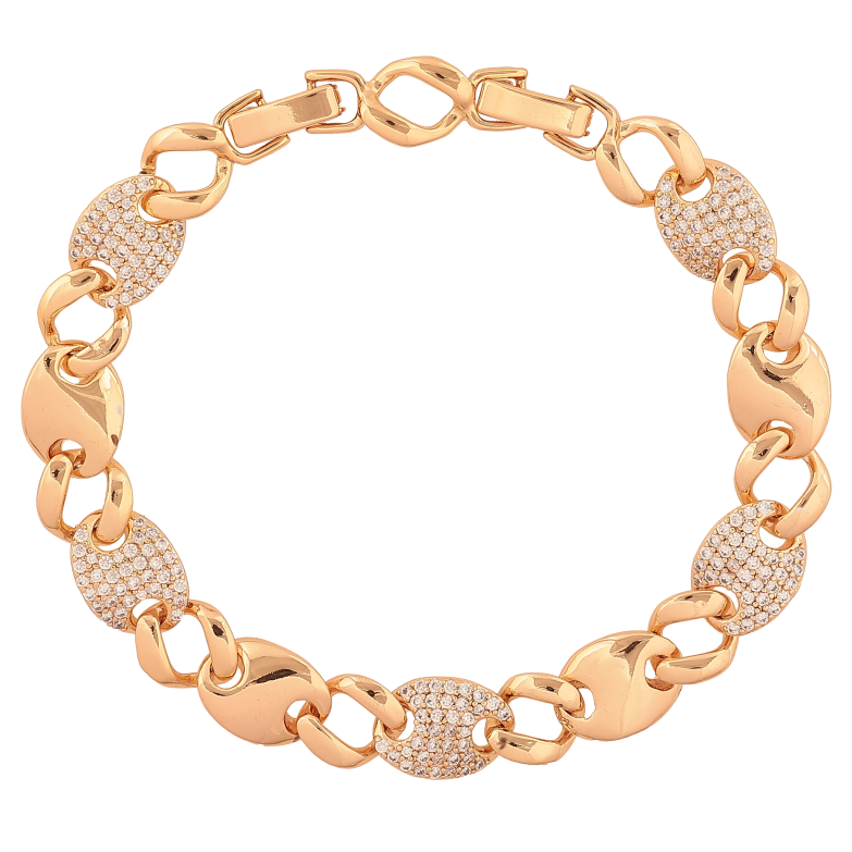 Браслет Xuping цвет Позолота 18K "Узор с кристаллами" размер с доп. замком 17.5, 19.5см х 8-10мм фото №1