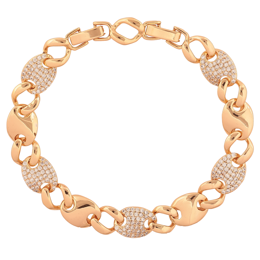 Браслет Xuping колір Позолота 18K "Візерунок з кристалами" розмір з дод. замком 17.5, 19.5см х 8-10мм фото №1