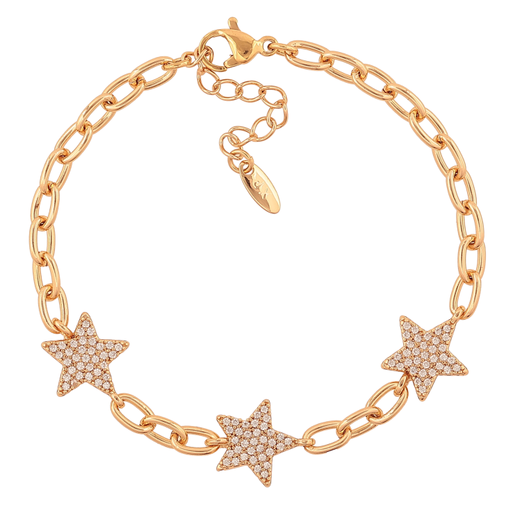 Браслет Xuping колір Позолота 18K "Ланцюжок із вставками зірки" розмір з дод. ланцюжком 16.5-20см х 4-11мм фото №10