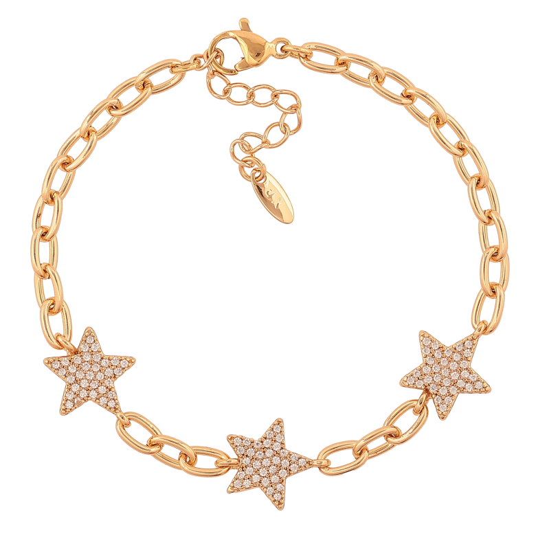 Браслет Xuping колір Позолота 18K "Ланцюжок із вставками зірки" розмір з дод. ланцюжком 16.5-20см х 4-11мм фото №1