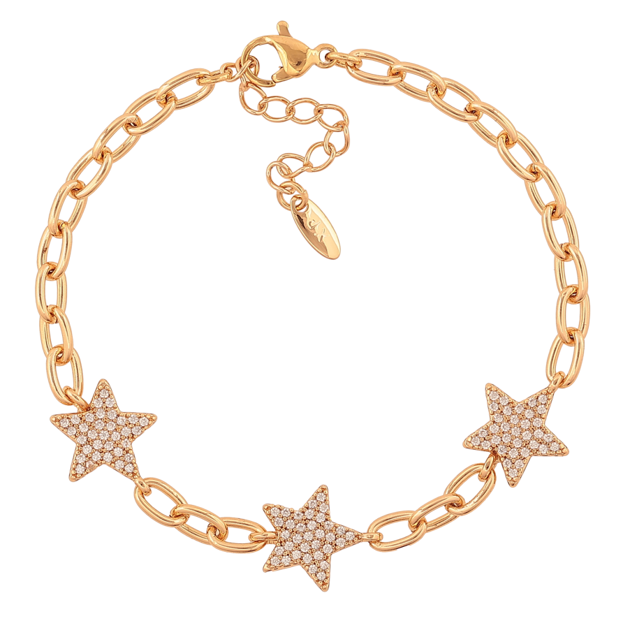 Браслет Xuping колір Позолота 18K "Ланцюжок із вставками зірки" розмір з дод. ланцюжком 16.5-20см х 4-11мм фото №1