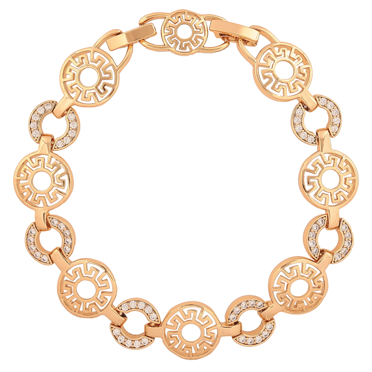 Браслет Xuping колір Позолота 18K "Візерунок з кристалами" розмір з дод. замком 17.5, 19.5см х 10-12мм фото №1