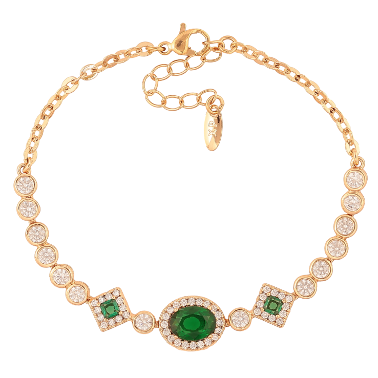 Браслет Xuping колір Позолота 18K "Візерунок з зеленими кристалами" розмір з дод. ланцюжком 17-20см х 3-10мм фото №16