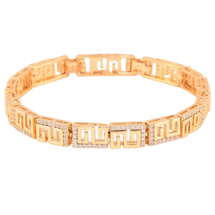 Браслет Xuping колір Позолота 18К "Грецький візерунок з кристалами" розмір з дод. замком 17,19.5см х 8мм фото №19