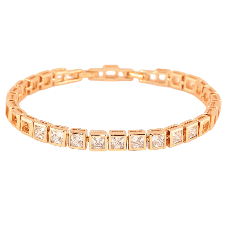 Браслет Xuping цвет Позолота 18К "Дорожка кристаллов" размер с доп. замком 17.5,19см х 5мм фото №1