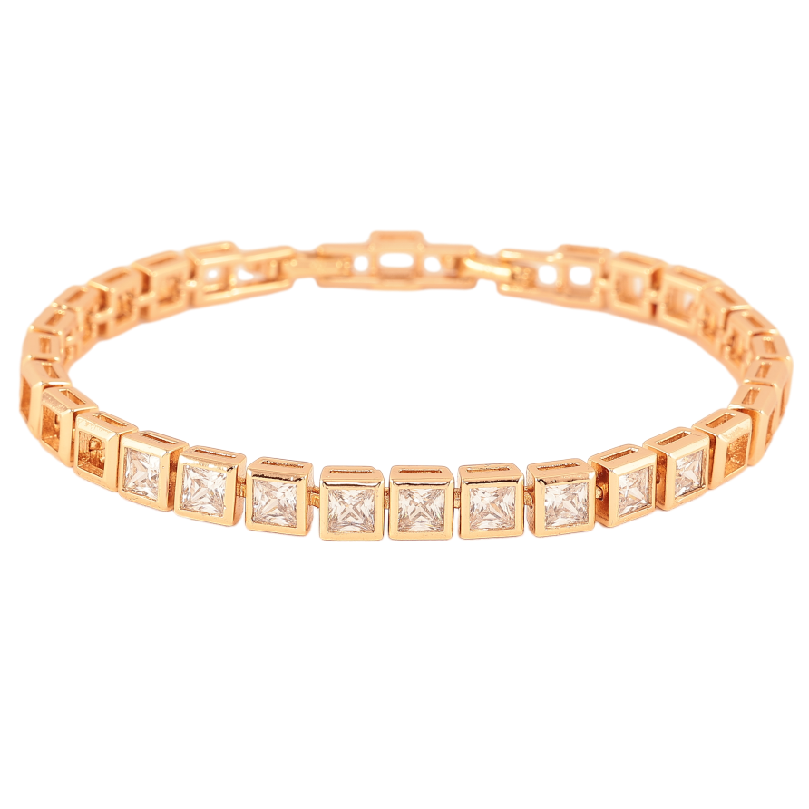 Браслет Xuping цвет Позолота 18К "Дорожка кристаллов" размер с доп. замком 17.5,19см х 5мм фото №1